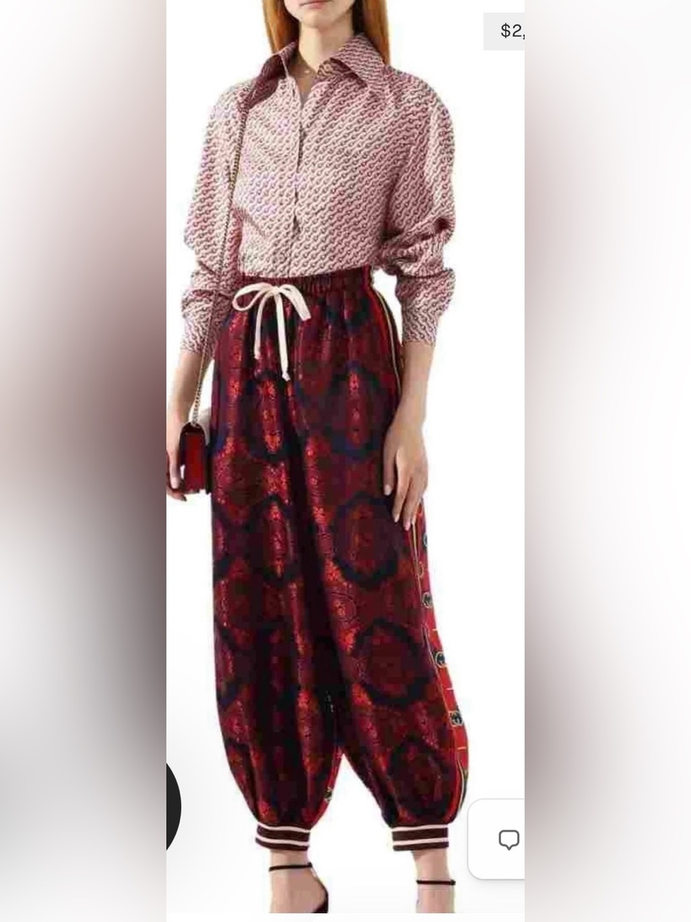 Gucci silk spice blue twill trouser jogger pants size M NWT